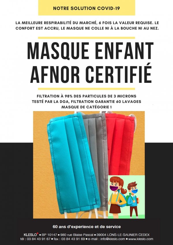 kleslo- masque alternatif enfant- Notre Solutions Covid-19